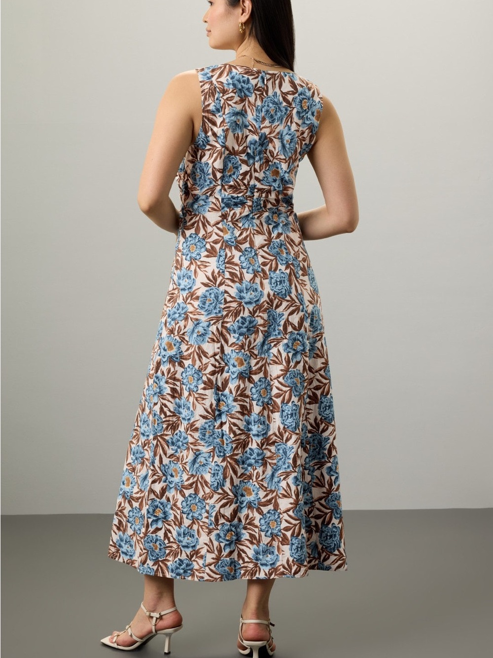Madewell Tessa Cotton Poplin Sleeveless V-Neck Midi Dress Stonewash Blue 00 - Picture 4 of 10